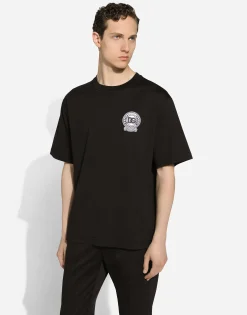 Cotton T-shirt with logo embroidery