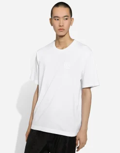 Cotton T-shirt with logo embroidery