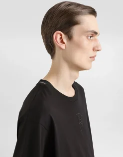 Cotton T-shirt with logo embroidery