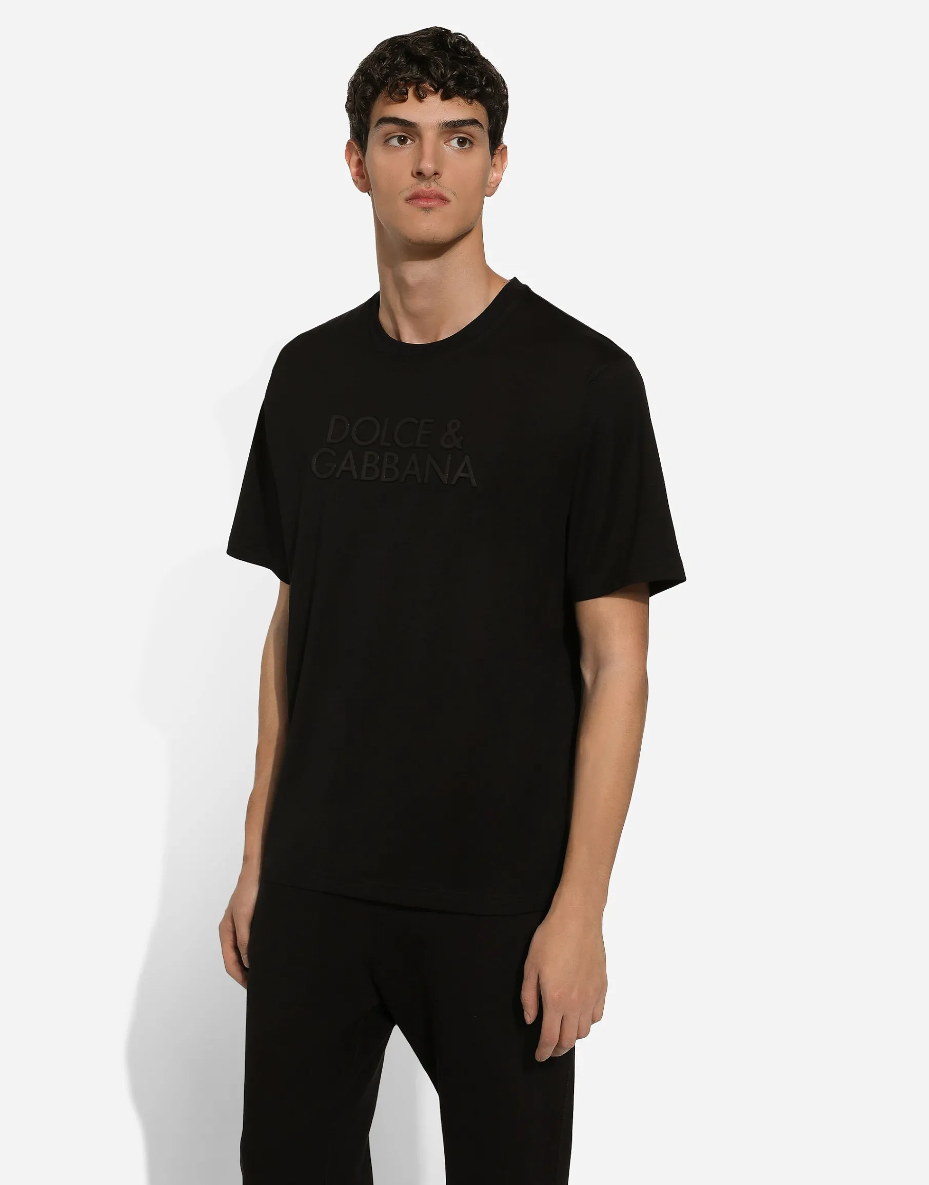 Cotton T-shirt with logo embroidery