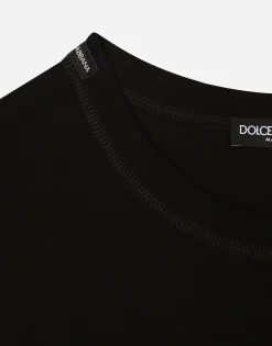 Cotton T-shirt with logo embroidery
