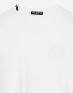 Cotton T-shirt with logo embroidery