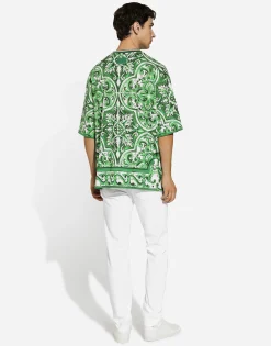 Cotton T-shirt with majolica print