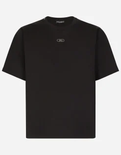 Cotton T-shirt with metal logo