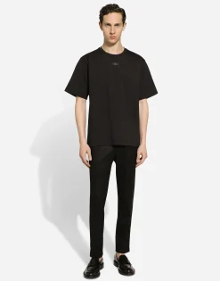 Cotton T-shirt with metal logo
