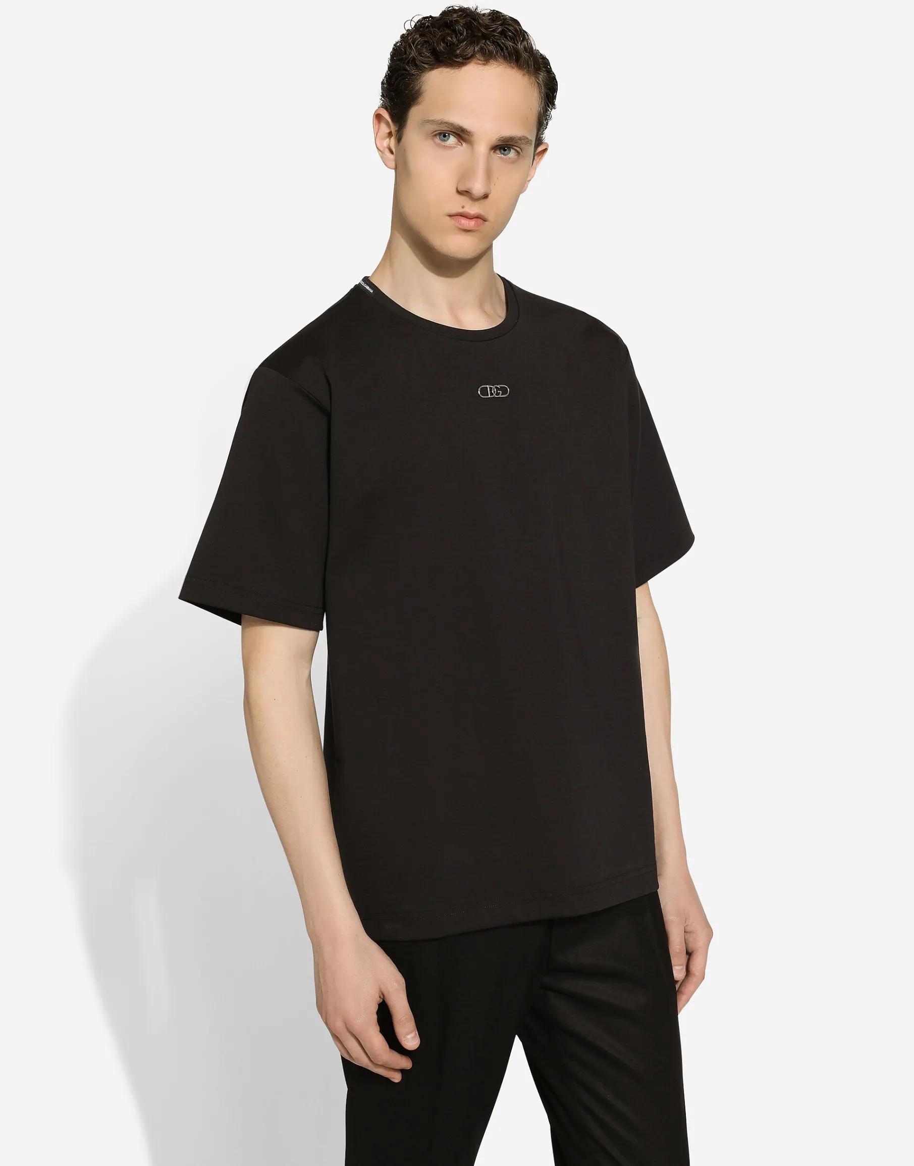 Cotton T-shirt with metal logo