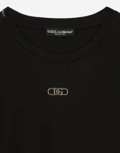 Cotton T-shirt with metal logo