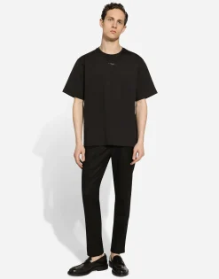 Cotton T-shirt with metal logo