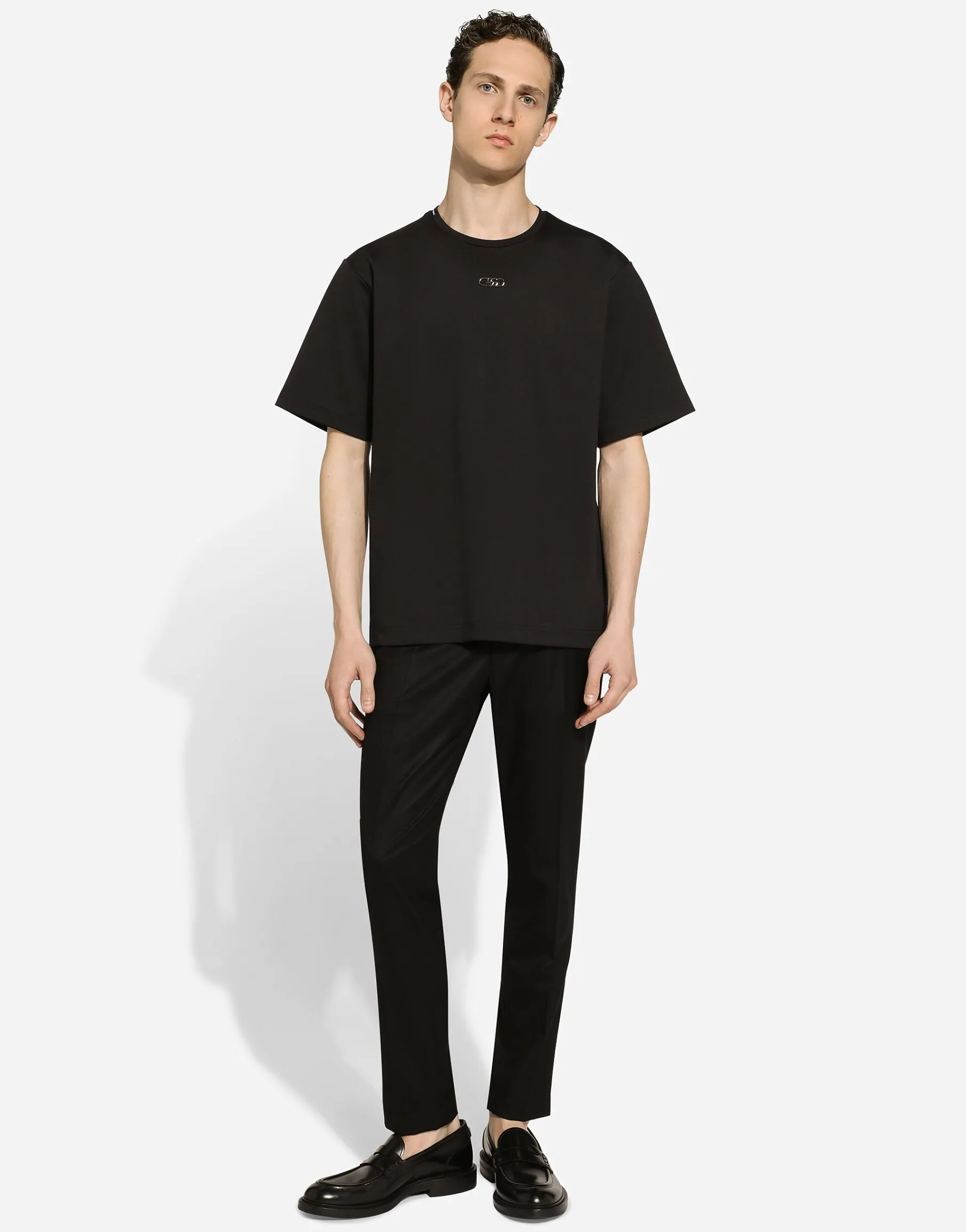 Cotton T-shirt with metal logo