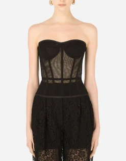 Cotton tulle bustier top