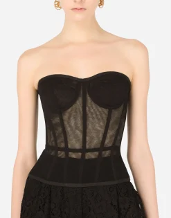 Cotton tulle bustier top