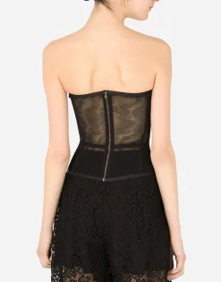 Cotton tulle bustier top