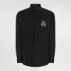 Cotton tuxedo shirt with heraldic patch
