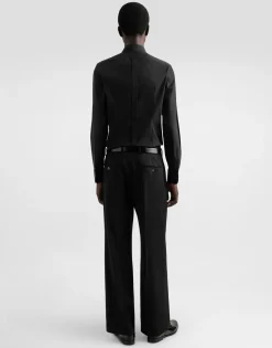 Cotton tuxedo shirt with heraldic patch