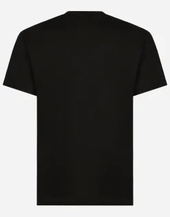 Cotton V-neck T-shirt with branded tag