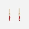 Creole earrings with horn
