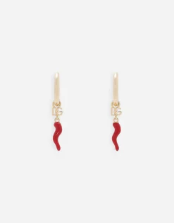 Creole earrings with horn