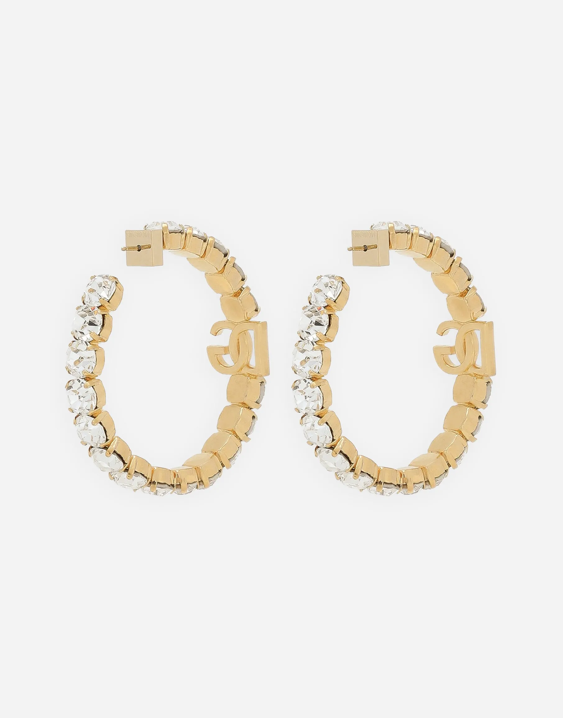 Creolla earrings with DG logo and rhinestones