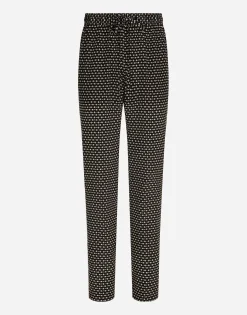 Crepe de chine jogging pants with DG logo print