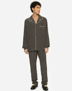 Crepe de chine shirt with DG logo print