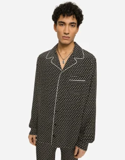 Crepe de chine shirt with DG logo print