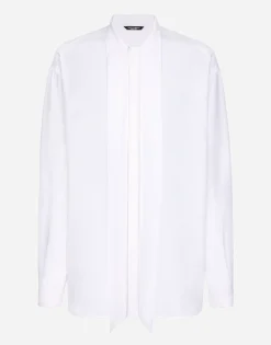Crepe de chine silk shirt with scarf detail