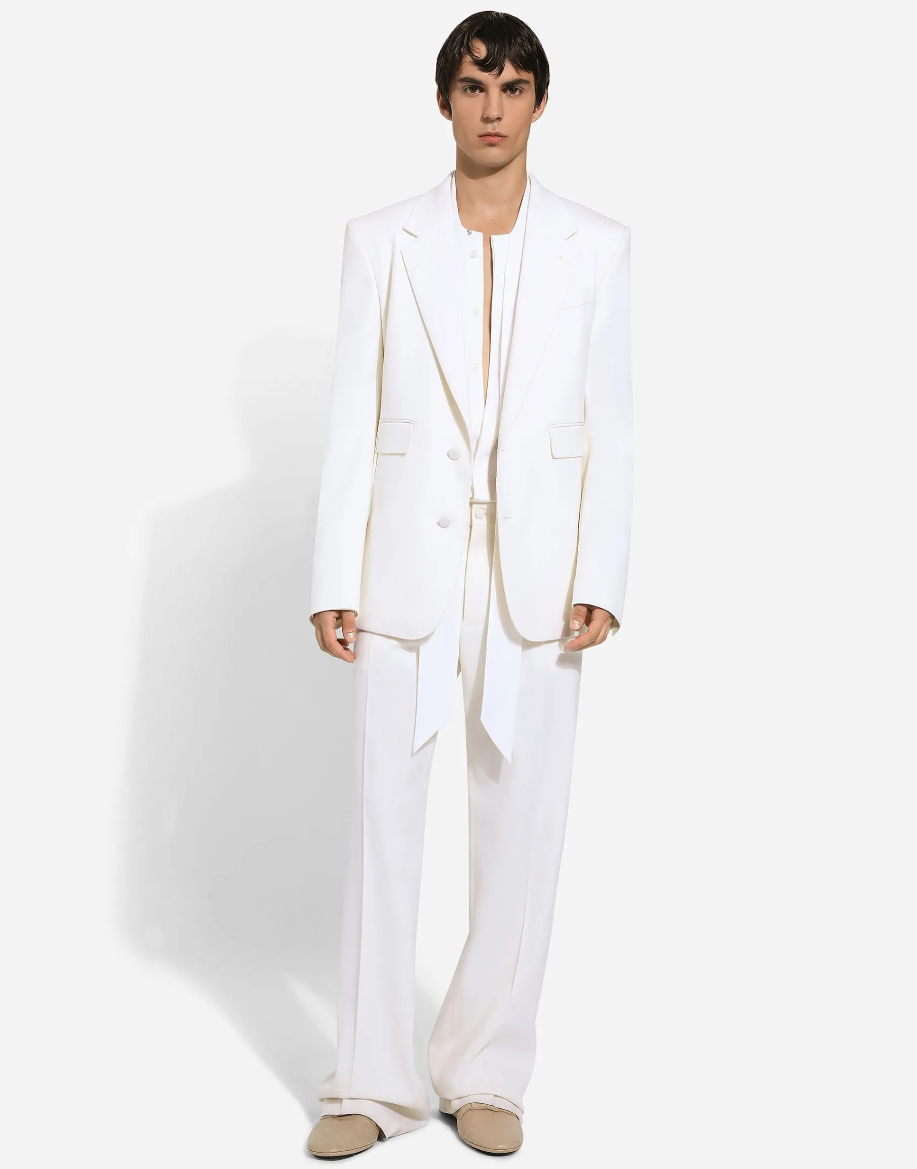 Crepe de chine silk shirt with scarf detail
