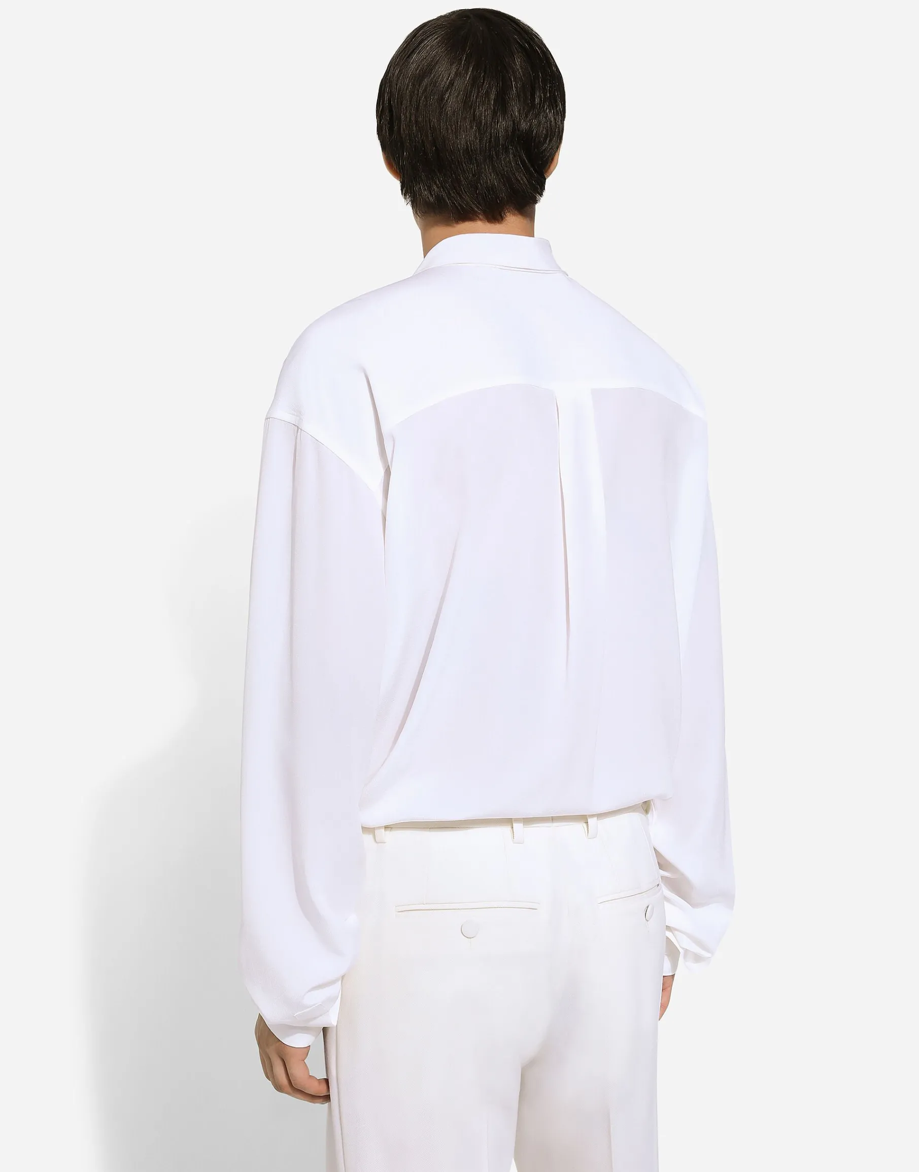 Crepe de chine silk shirt with scarf detail