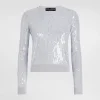 Crew-neck sweater with sequin embellishment