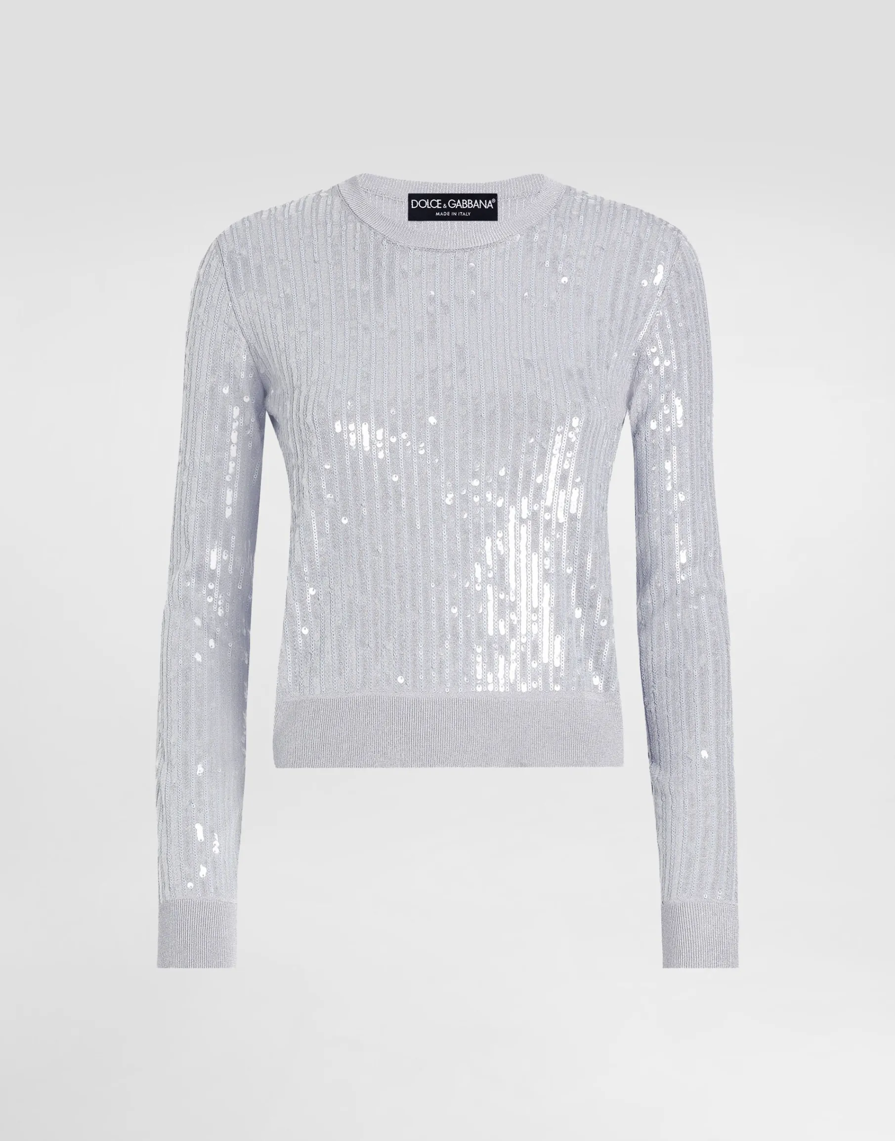 Crew-neck sweater with sequin embellishment