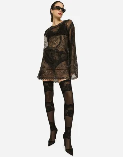 Crinoline A-line dress with inlay embellishment