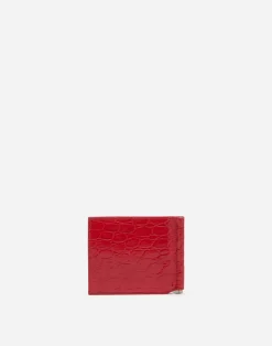 Crocodile skin bifold wallet with money clip