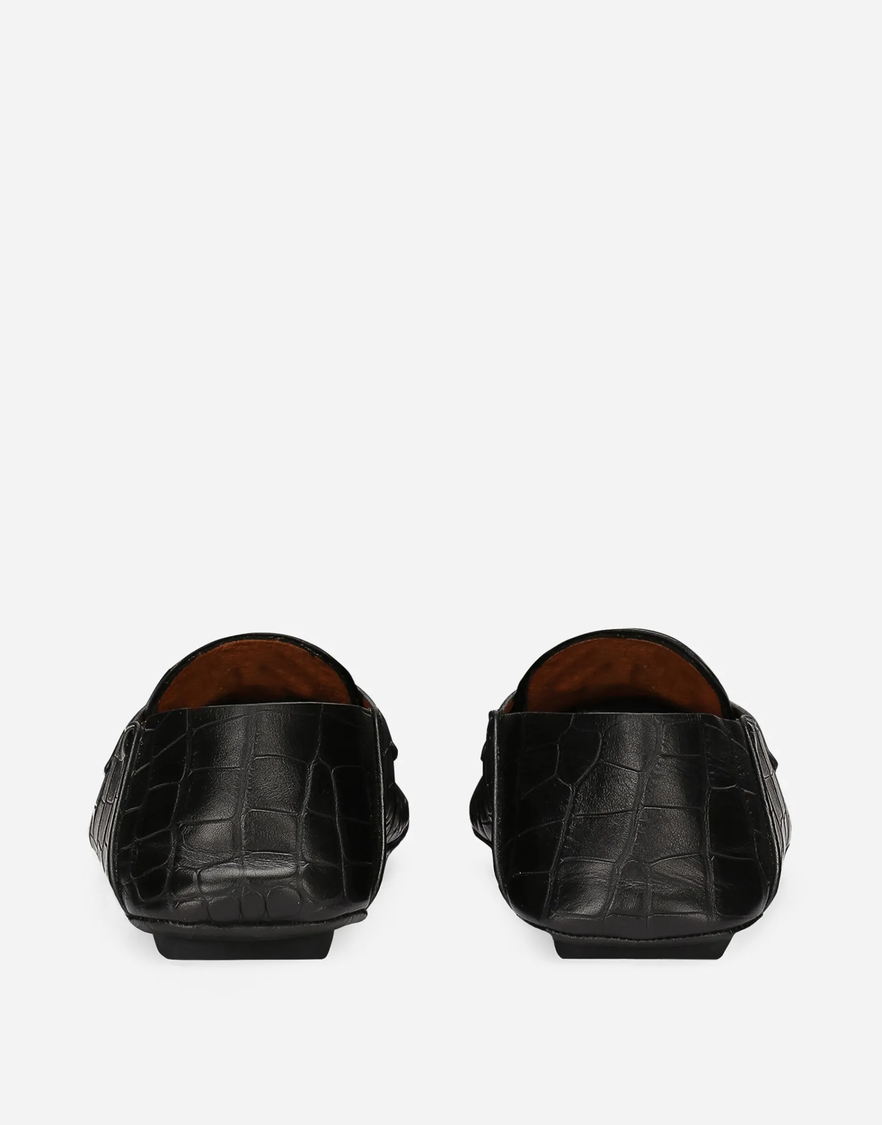Crocodile-print calfskin driver shoes