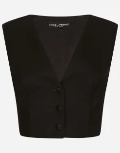 Cropped cady waistcoat with corset details