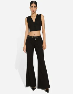 Cropped cady waistcoat with corset details