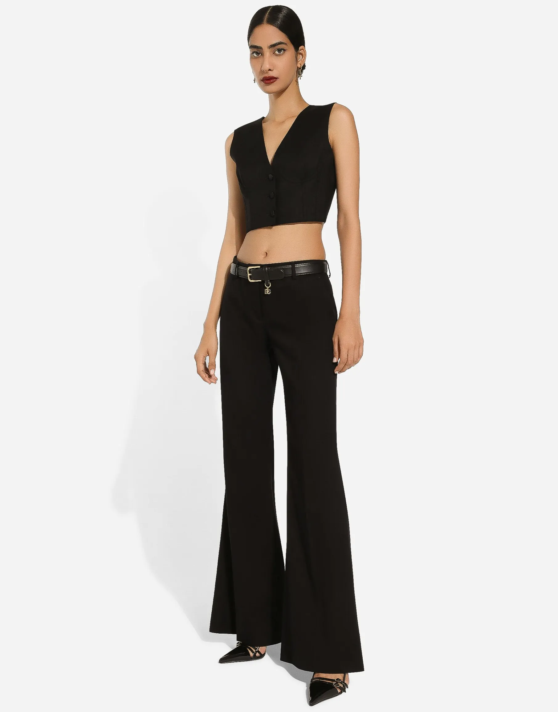 Cropped cady waistcoat with corset details
