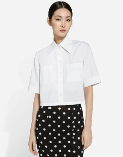 Cropped cotton shirt