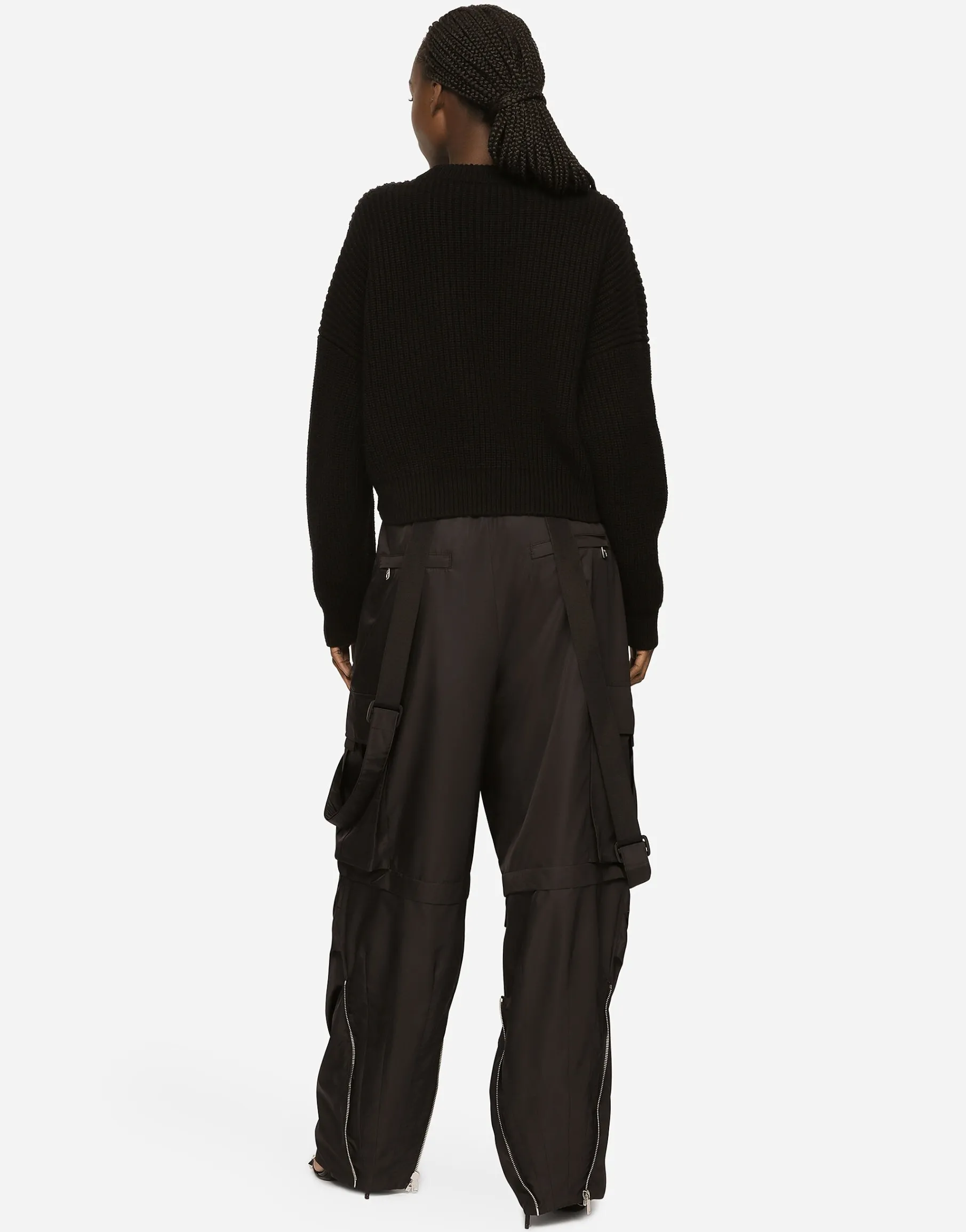 Cropped fisherman’s rib sweater with DG logo