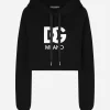 Cropped jersey hoodie with embroidered DG patch