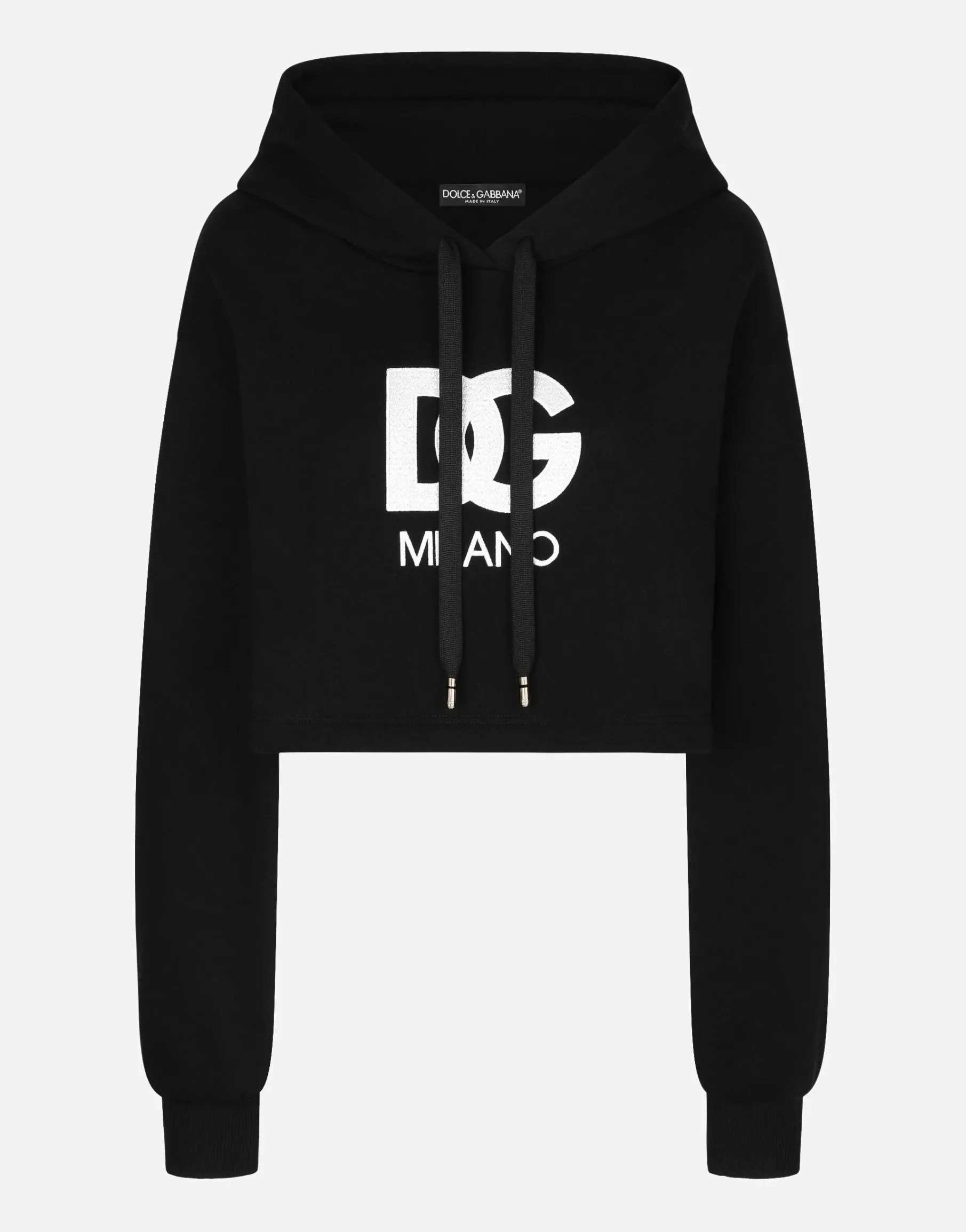 Cropped jersey hoodie with embroidered DG patch