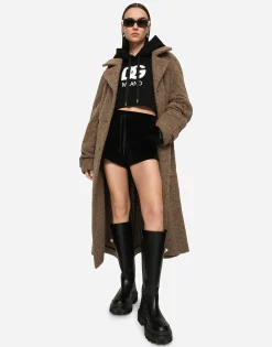 Cropped jersey hoodie with embroidered DG patch