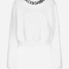 Cropped jersey sweatshirt with logo embroidery on neck