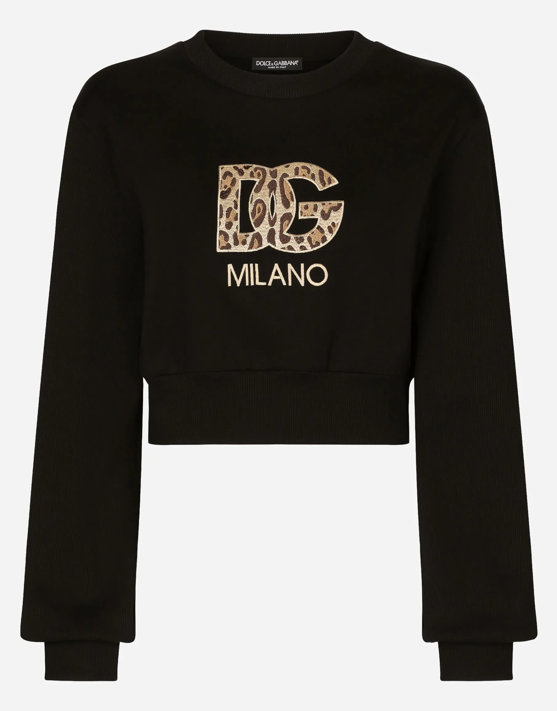 Cropped jersey sweatshirt with embroidered DG patch
