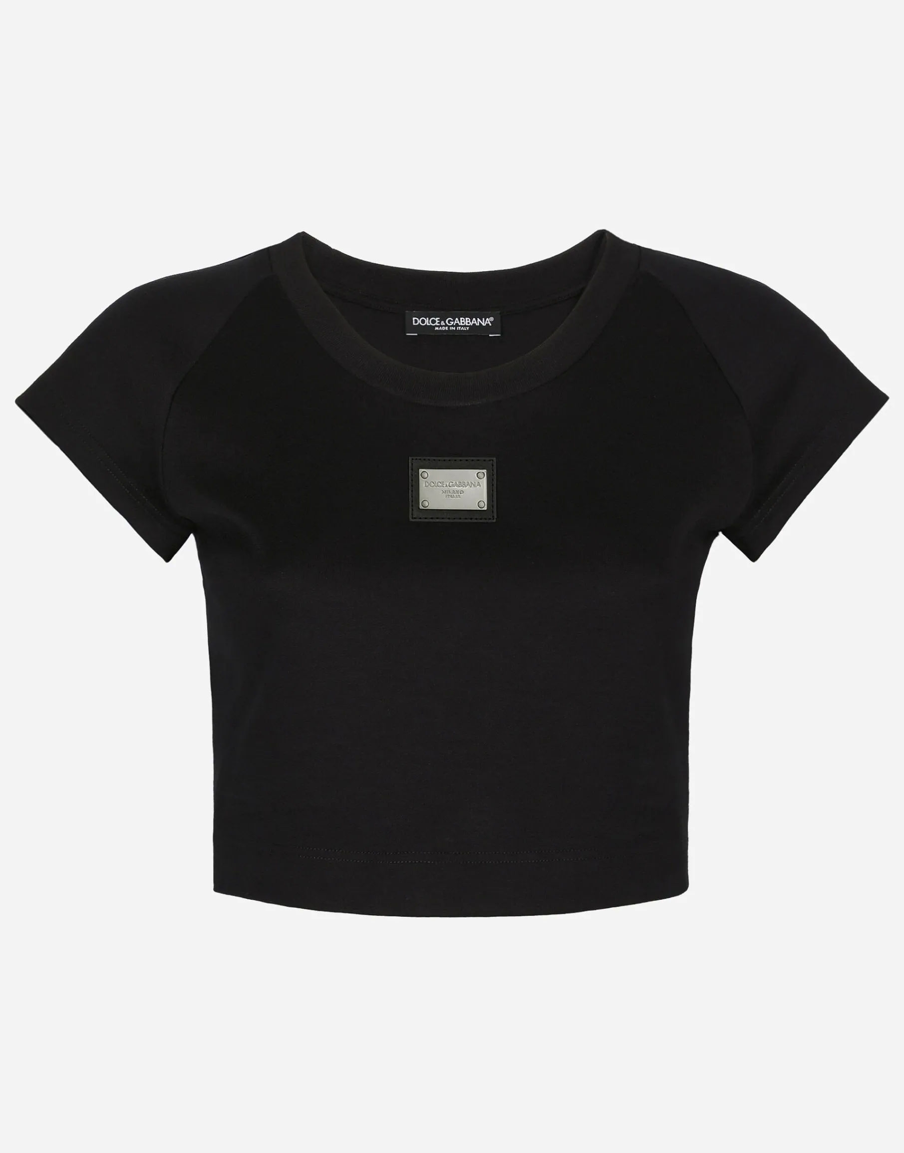 Cropped jersey T-shirt with Dolce&Gabbana tag