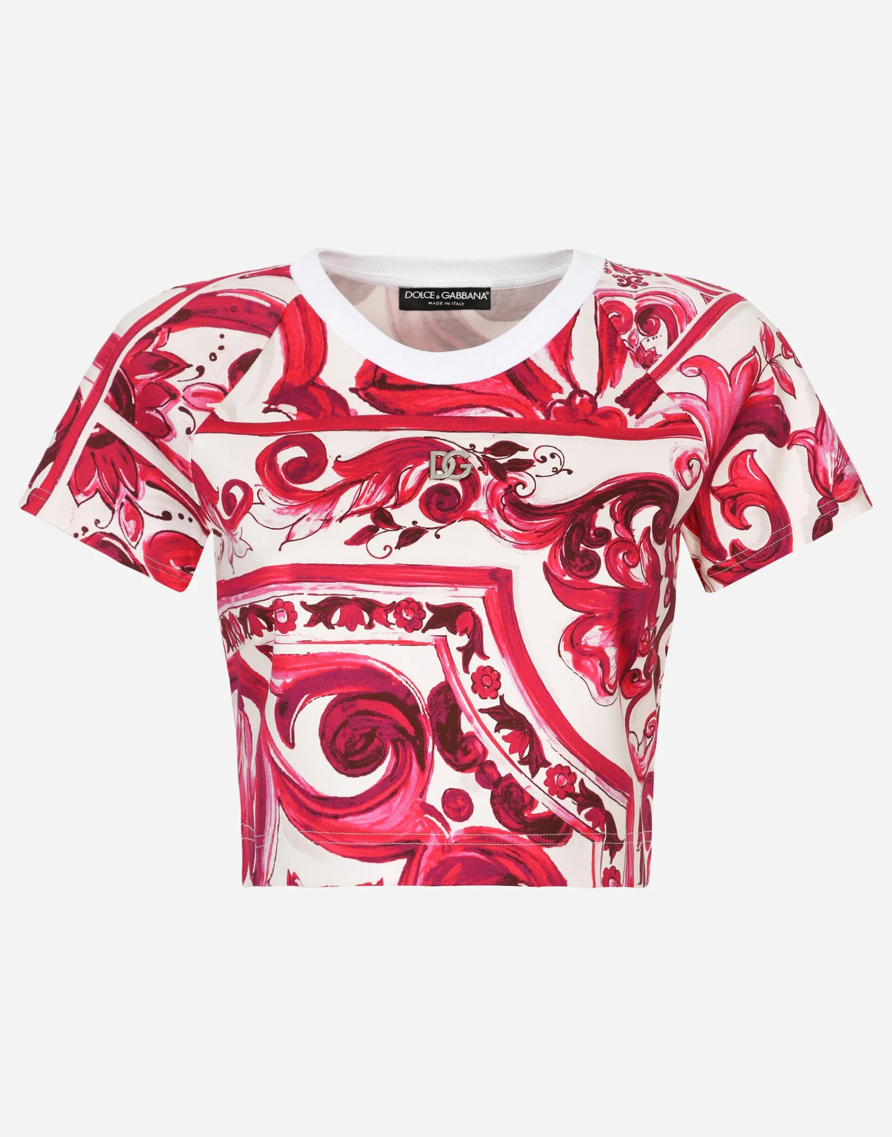 Cropped Majolica-print jersey T-shirt