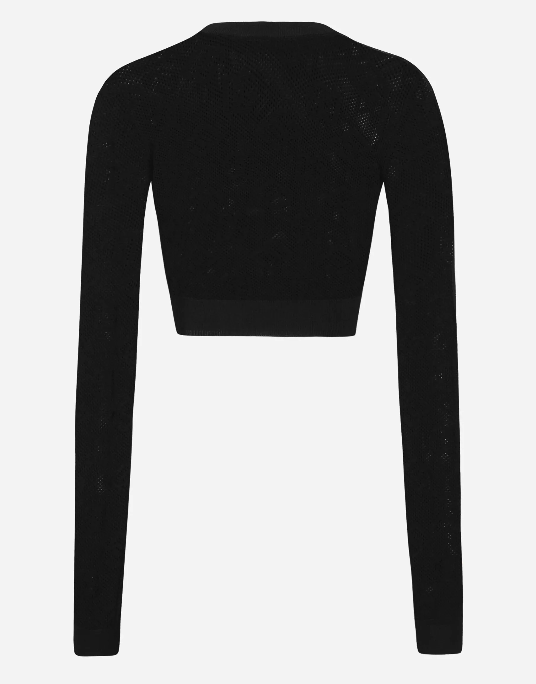 Cropped mesh-stitch viscose sweater with jacquard DG logo