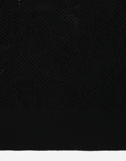 Cropped mesh-stitch viscose sweater with jacquard DG logo