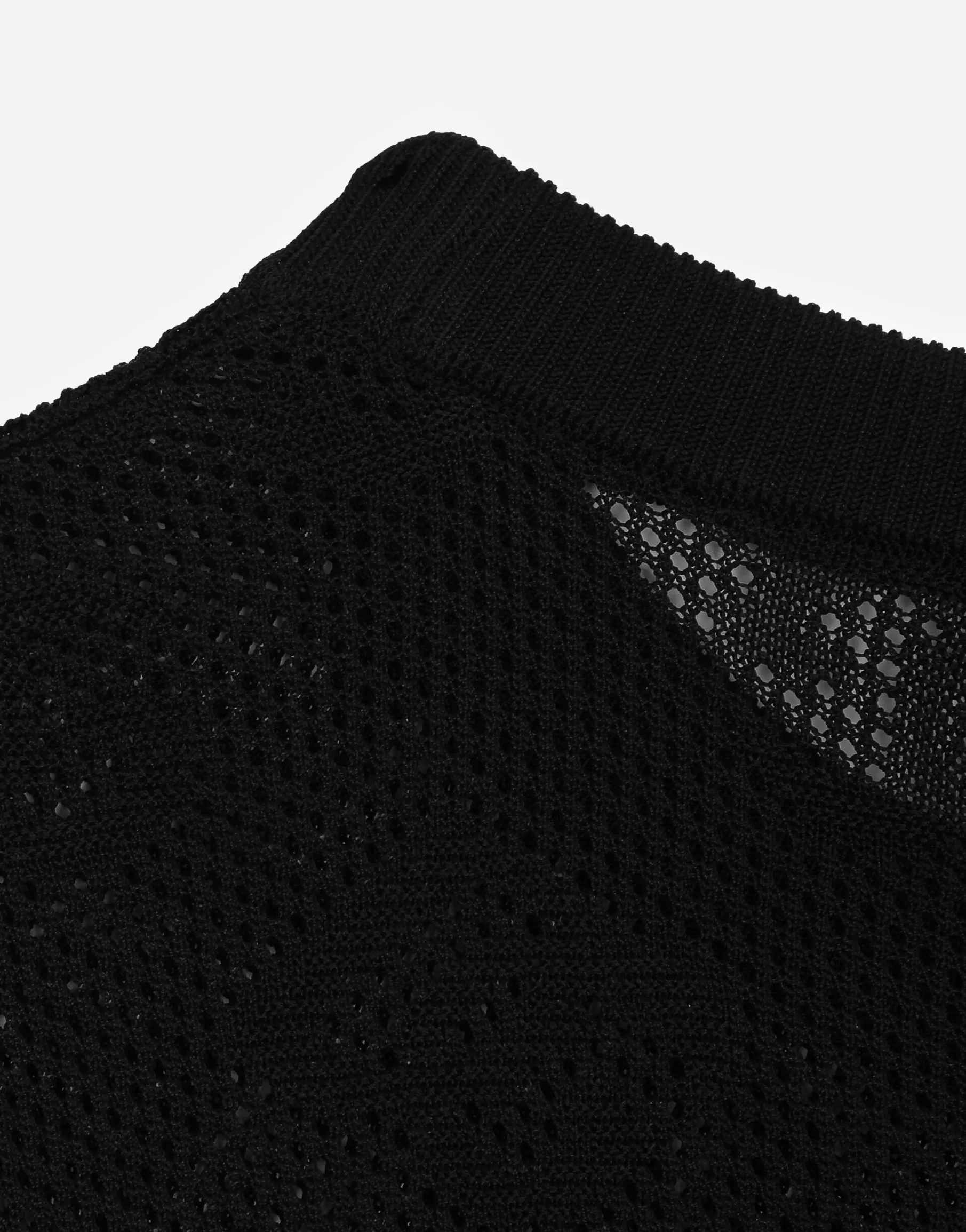 Cropped mesh-stitch viscose sweater with jacquard DG logo