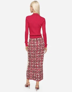 Cropped polo shirt in ribbed silk