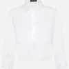 Cropped poplin shirt with lace inserts